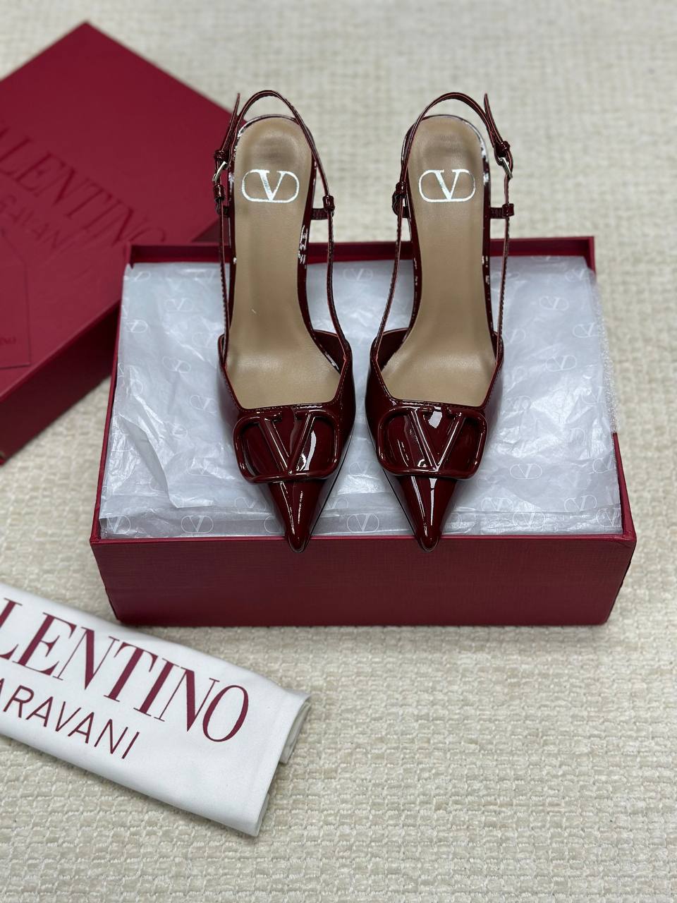 Valentino Vlogo Signature Patent Leather Strappy Shoes 80mm