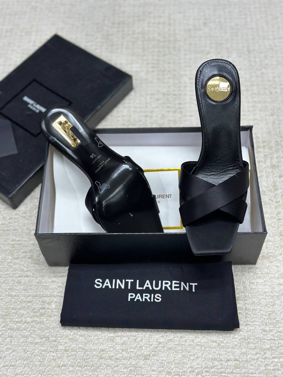 Saint Laurent Opyum Mules In Satin Crepe