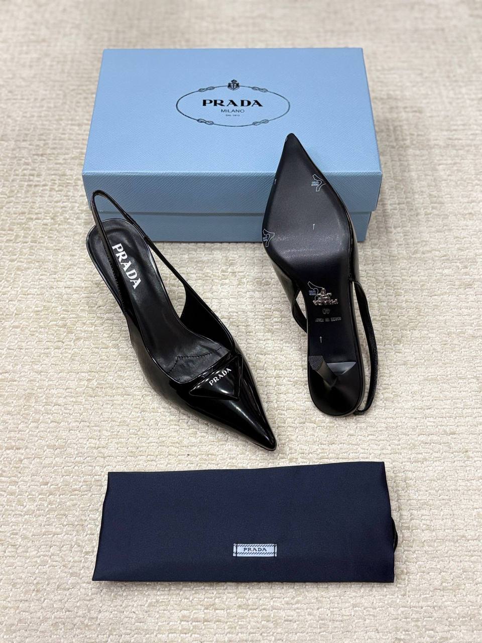 Prada Brushed Leather Heeled Shoes