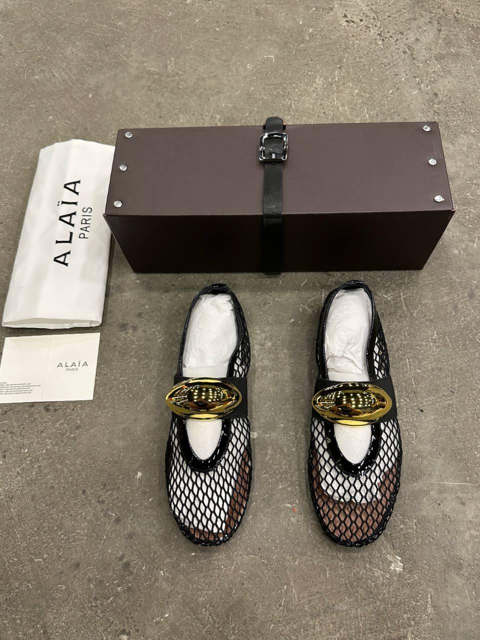 Alaia Ballet Flats Jewel In Fishnet - Glimmer of Luxury