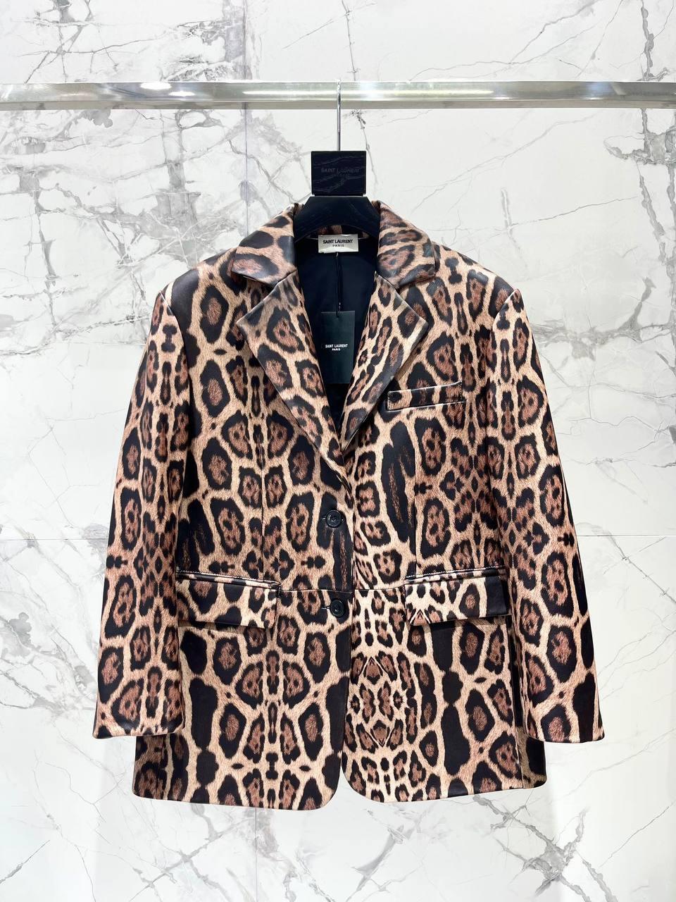 Yves Saint Laurent Deri Leopar Ceket - Glimmer of Luxury