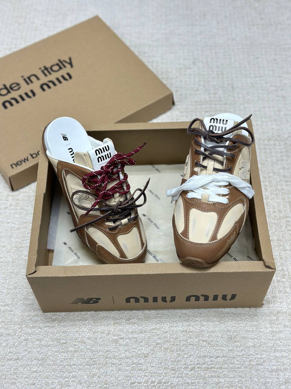 New Balance X Miu Miu 530 SL Deco Calfskin Closed Slippers