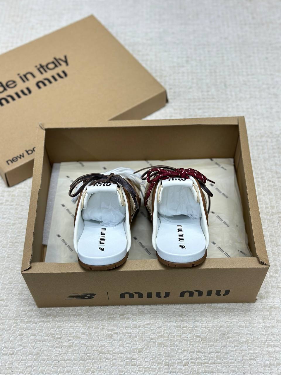 New Balance X Miu Miu 530 SL Deco Calfskin Closed Slippers